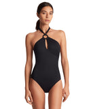 Lauren Ralph Lauren Macrame-Ring High-Neck One-Piece Swimsuit 20501267 Black 10