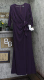 Betsy & Adam Womens High-Slit Ruffled Scuba Dress Gown A26724 Mulberry Purple 12