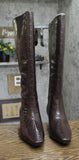 INC International Concepts Mid-Heel Knee High Boots Kitten Heel Brown Croc 8M