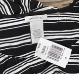 Unedited By Teeze Me Striped Short Sleeve Knit A-Line Dress Black / White XXS