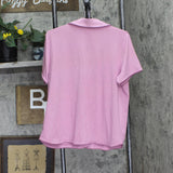 State Of Day Womens Short Sleeve Notched Pajama Shirt Top Berry Purple M