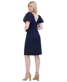Eliza J Womens Sequined Puff-Sleeve Boat-Neck Sheath Dress EJ4M3056 Navy Blue 2