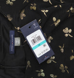 Tommy Hilfiger Ruched-Waist Tie Sash Long Sleeve Fit Flare Dress Black / Gold 16