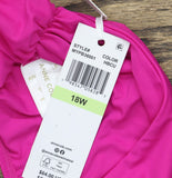 High Waisted Convertible Swim Bottom with Side Shirring Hibiscus Pink 18W