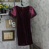 Karl Lagerfeld Puff Sleeve Stretch Velvet Body Sheath Dress Barolo Wine Red 8