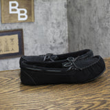 Auden Women's Suede Faux Fur Lined Slippers Black 7M