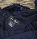 Jessica Howard Womens Boat Neck Lace Sheath Dress with Sequins Navy Blue 14