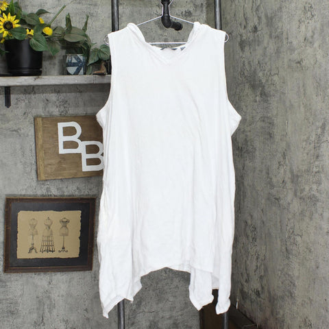 AnyBody Women's Baby Terry Hooded Sharkbite Tunic Top A354753 White 2X