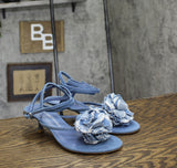 Stuart Weitzman Womens Belize 50 Sandal Pump Heeled SI662 Washed Blue 7.5B