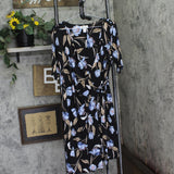 Motherhood Maternity Faux Wrap Elbow Sleeve Maternity Dress Black Floral XL