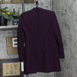 Calvin Klein Womens Roll Sleeve Open Front Blazer Jacket Aubergine Purple 2
