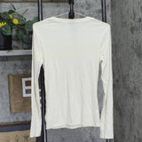 A New Day Fit Cotton Blend Crewneck Long Sleeve Shirt Top Cream Off White XS