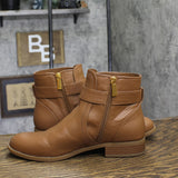 Michael Michael Kors Flat Bootie Logo Hardware Faux Leather Luggage Brown 9.5M