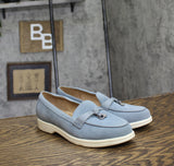 Giani Bernini Womens Lesleee Slip-On Memory Foam Loafers Light Blue Suede 6M