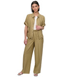 DKNY Snap Front Roll Tab Short Sleeve Shacket Jacket Shirt Pale Moss Green XS