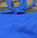 Salt + Cove Rib Scrunch Scoop-Neck Bralette Bikini Top Cosmic Cobalt Blue L