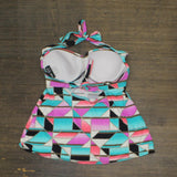 Coco Reef Womens Soft Cup Underwire Tankini Back Tie Multicolor 32C / 34C
