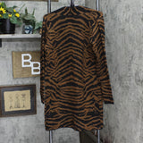 Nine West Womens Knit Long Sleeve Open Front Sweater Cardigan Brown / Black S