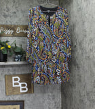 MSK Paisley Print Tiered Babydoll Metallic Chiffon Dress Black / Navy Multi PL