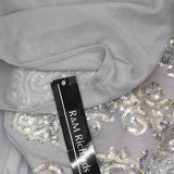R&m Richards Womens Sequin Evening Dress Gown 99399 Silver Gray 10