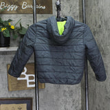 Nike Kids Boys Hooded Puffer Coat Jacket Dark Gray / Neon Yellow L