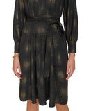 Calvin Klein Collared Self-Tie-Belt Midi Button Cuff Dress Black / Gold 8