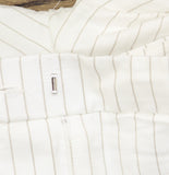 Calvin Klein Womens Pinstriped Pleated Linen Blend Lined Pants White / Khaki 16