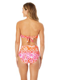 Anne Cole Foulard Twist Bandeau Bikini Swim Top Tie Dye Foulard Orange Multi XS