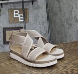 Easy Spirit Womens Knit Wander Flat Sandals SEWANDER2 Taupe Knit Brown 10M