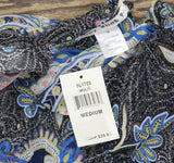 Say What? Paisley Asymmetrical-Hem Kimono Woven Top Black Paisley Multi M