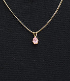 Teardrop Minimalist Pendant Necklace Gold / Pink 17"
