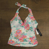La Blanca Womens Rivera Resort Halter Goddess Tankini Swim Top White Multi 14