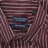 Roundtree & Yorke Mens 80's 2 Ply Cotton Striped Button Up Long Sleeve Shirt L