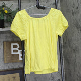 Style & Co. Petite Cotton Off-Shoulder Puff Sleeve Top Sunbeam Yellow PL