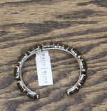 White House Black Market Stone Open Cuff Bracelet Silver Gray / Yellow 3"