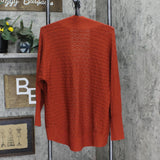 Womens Knit Long Sleeve Open Front Cardigan Sweater Red Orange See Measurements