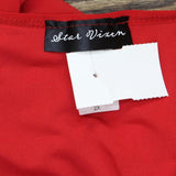 Star Vixen Womens Plus-Size Elbow-Cinch Sleeve Hanky Hem Top Red Solid 2X