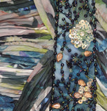 Mac Duggal Floral Metallic Embellished Halter Neck Gown Pastel Multi Blue 4