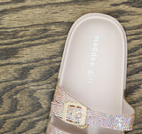 Madden Girl Womens Rhinestone Darliing Slide Sandal DARL04J1 Blush Multi Pink 9M