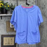 Medcouture Womens V-Neck Stretch Back Scrub Shirt Top 167058ea351629 Blue 3XL