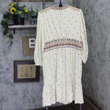 Canyon Retreat by Denim & Co. Front Embroidered Midi Dress Oatmeal Brown PL