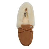 Dluxe By Dearfoams Shearling Moc with Fur Casing Slippers Chestnut Brown 7M
