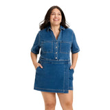 Ava & Viv Wrap-Front Skortalls Romper with Pockets 93956174 Denim Blue 3X
