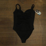 Swim Solutions Tummy-Con Chevron Texture One Piece Swimsuit Black 10