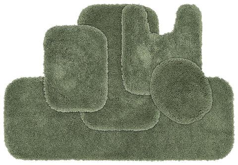 Garland Rug Shaggy Nylon Bath Mat Rug 5-Piece Set Deep Fern Green Standard