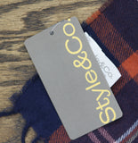 Style & Co. Womens Tartan Plaid Scarf Fringe SC9542501 Navy Blue Multi
