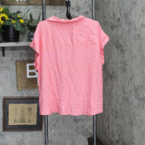Gap Womens Collared Short Sleeve Blouse Shirt 1770095 Pink XL