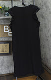 Honey & T Womens Ribbed Ruffle Cap Sleeve Plus Size Dress Black 1X