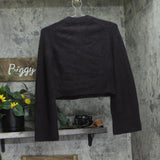 Aqua Womens 100% Cashmere Cropped Wide Sleeve Crewneck Cardigan Dark Brown 2XS