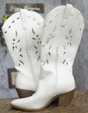 Universal Thread Tiana Western Laser Cutout Faux Leather Boots 94836305 White 8M